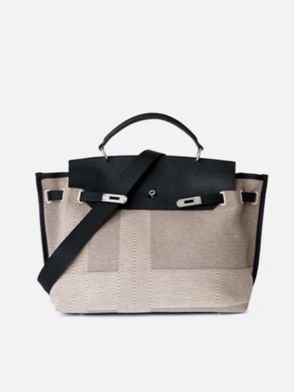 Baginning Canvas & Faux Leather Satchel Crossbody Bag